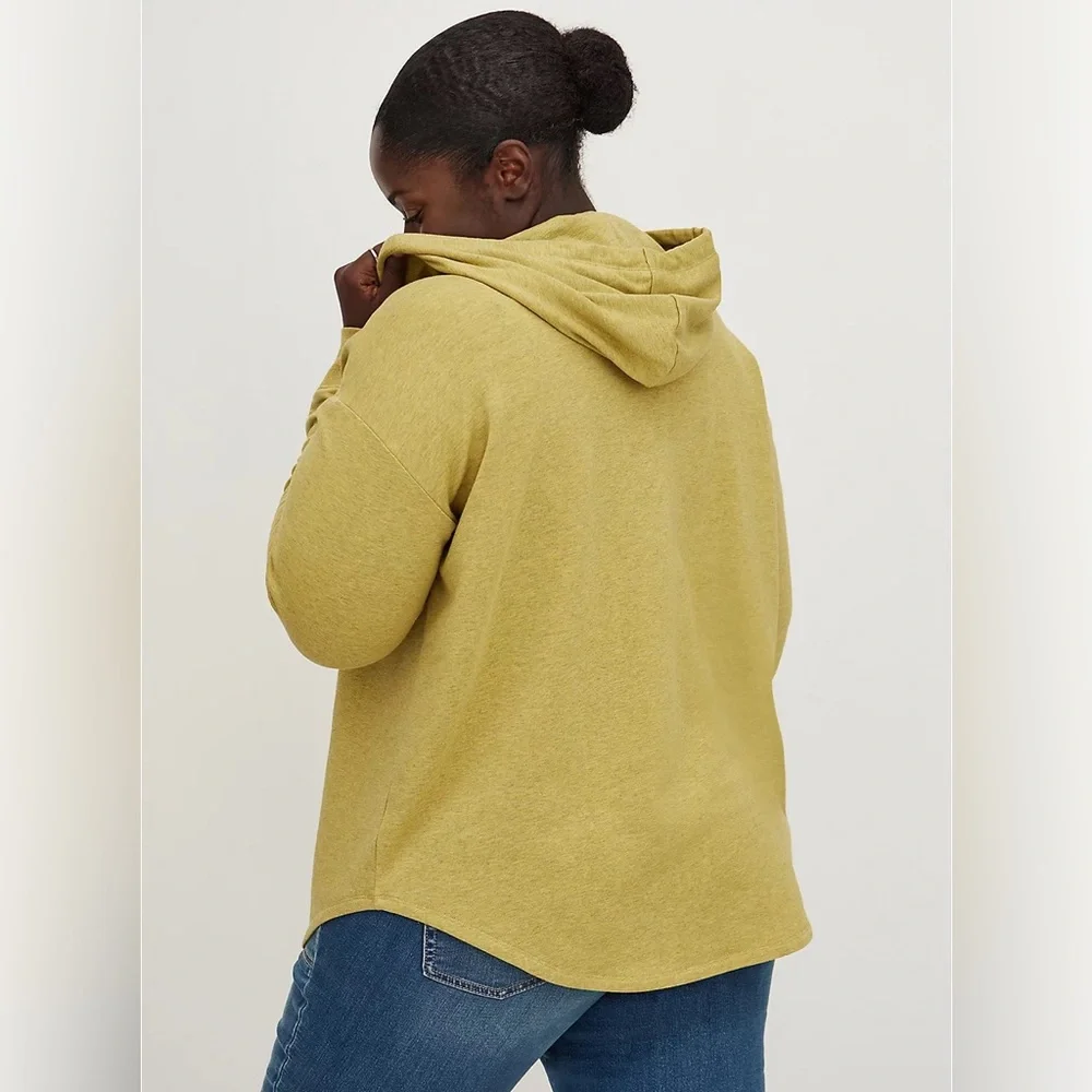 Torrid Relaxed Ultra Soft Fleece Drop Shoulder Hoodie Pea Green Yellow Size 1X - Picture 2 of 9